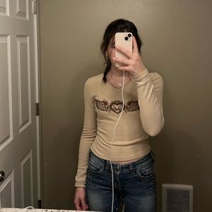 Tan cropped long sleeve